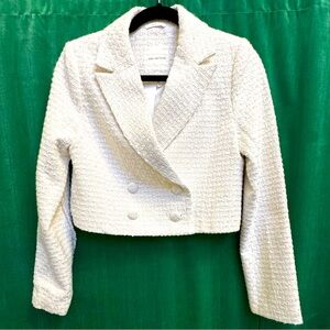Avec Les Filles White Tweed Double Breasted Cropped Jacket XS